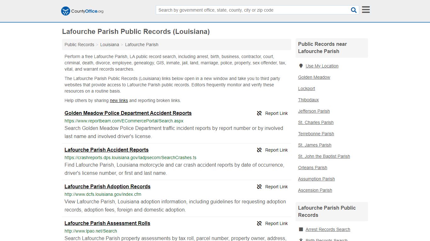 Lafourche Parish Public Records (Louisiana) - County Office