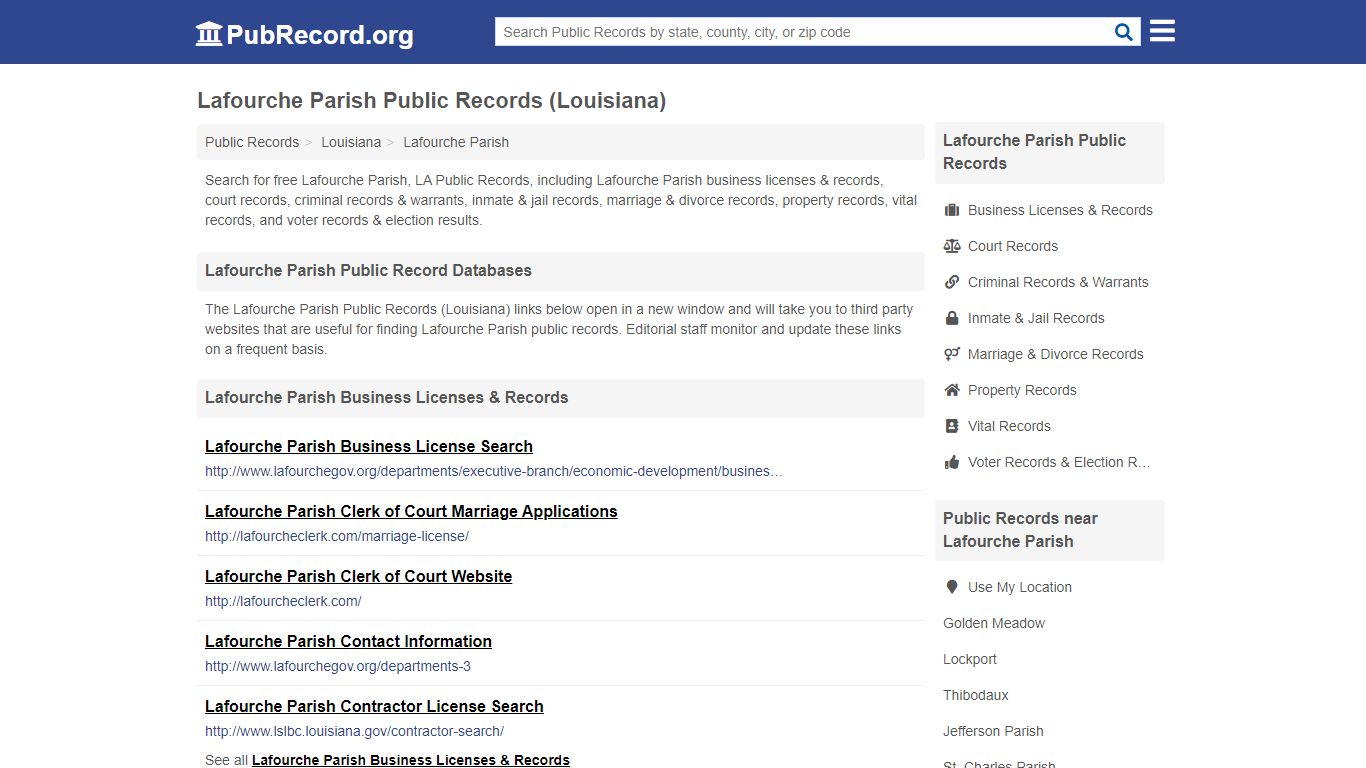 Free Lafourche Parish Public Records (Louisiana Public Records)